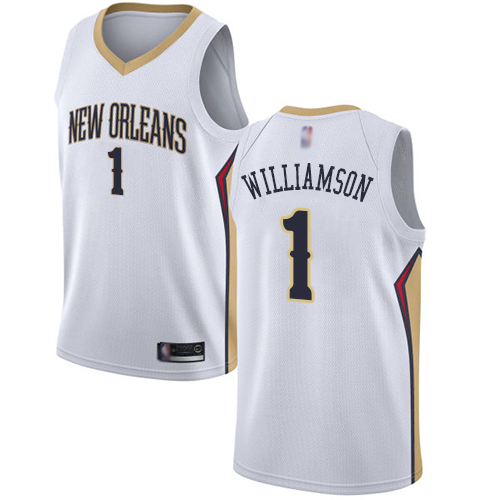 Pelicans #1 Zion Williamson White Youth Basketball Swingman Association Edition Jersey