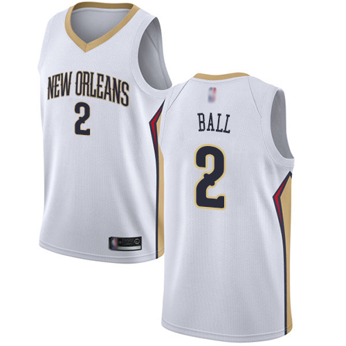 Pelicans #2 Lonzo Ball White Youth Basketball Swingman Association Edition Jersey