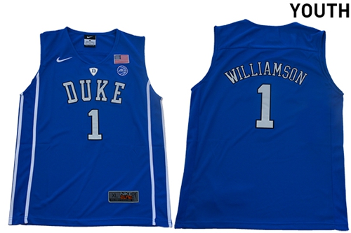 Blue Devils #1 Zion Williamson Blue Basketball Elite Stitched Youth NCAA Jersey