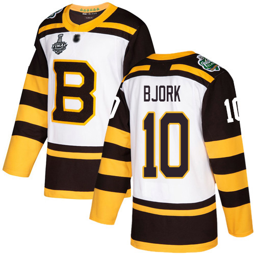 Bruins #10 Anders Bjork White Authentic 2019 Winter Classic Stanley Cup Final Bound Youth Stitched Hockey Jersey