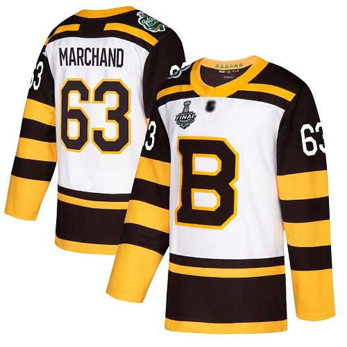 Bruins #63 Brad Marchand White Authentic 2019 Winter Classic Stanley Cup Final Bound Youth Stitched Hockey Jersey