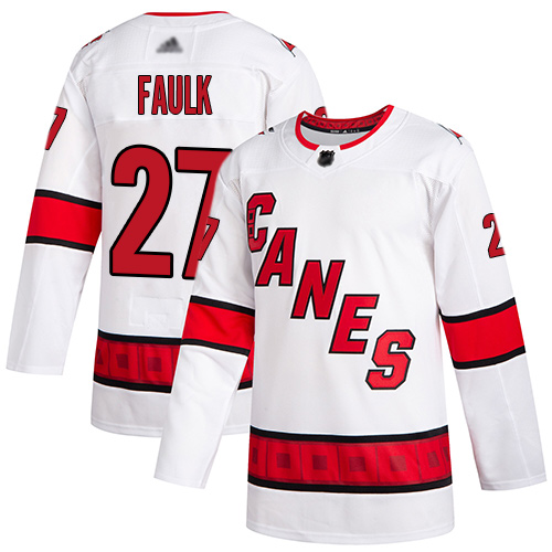 Hurricanes #27 Justin Faulk White Road Authentic Stitched Youth Hockey Jersey