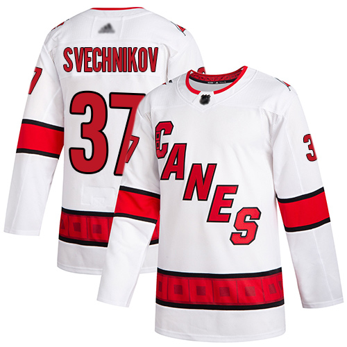 Hurricanes #37 Andrei Svechnikov White Road Authentic Stitched Youth Hockey Jersey
