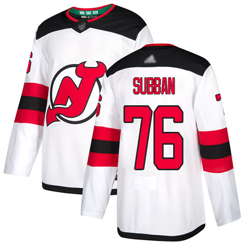 Devils #76 P. K. Subban White Road Authentic Stitched Youth Hockey Jersey