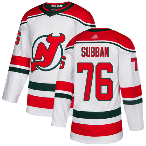 Devils #76 P. K. Subban White Alternate Authentic Stitched Youth Hockey Jersey