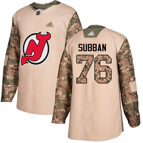 Devils #76 P. K. Subban Camo Authentic 2017 Veterans Day Stitched Youth Hockey Jersey