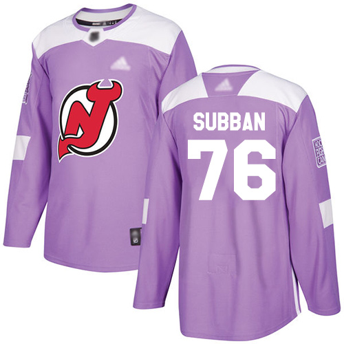 Devils #76 P. K. Subban Purple Authentic Fights Cancer Stitched Youth Hockey Jersey