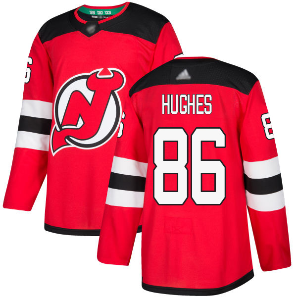 Devils #86 Jack Hughes Red Home Authentic Stitched Youth Hockey Jersey