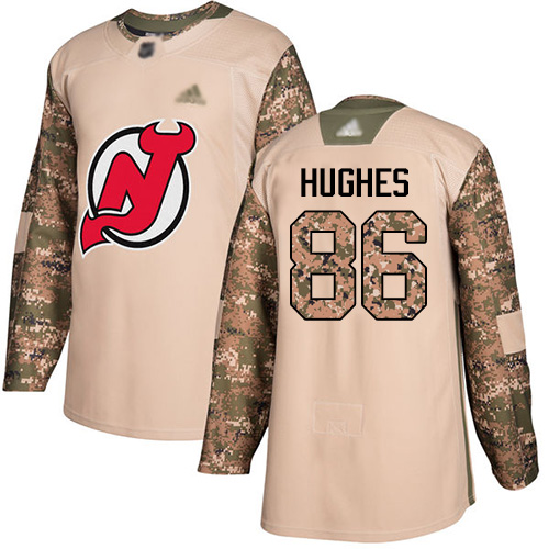 Devils #86 Jack Hughes Camo Authentic 2017 Veterans Day Stitched Youth Hockey Jersey