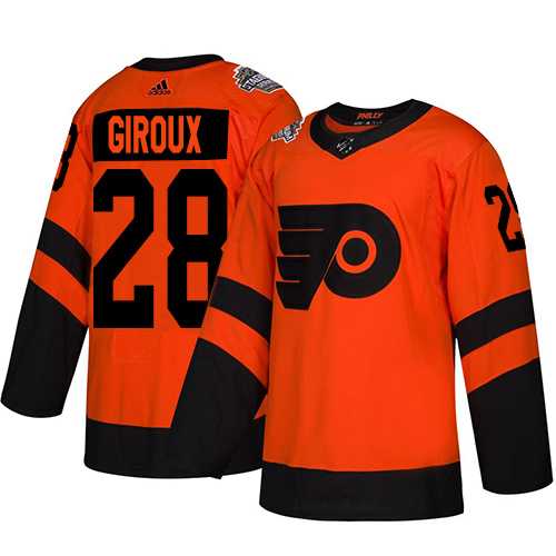 Adidas Flyers #28 Claude Giroux Orange Authentic 2019 Stadium Series Stitched Youth NHL Jersey