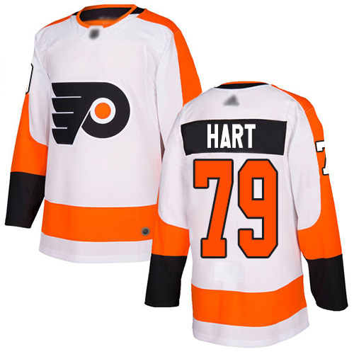 Adidas Flyers #79 Carter Hart White Road Authentic Stitched Youth NHL Jersey