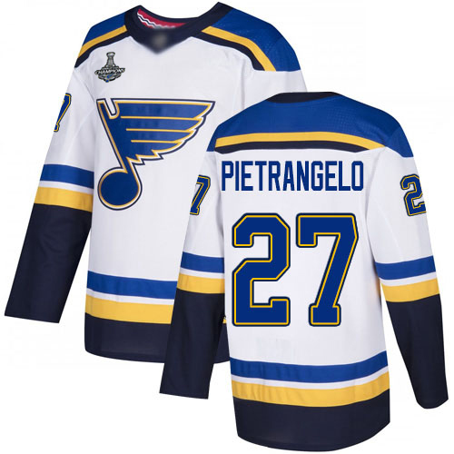 Blues #27 Alex Pietrangelo White Road Authentic Stanley Cup Final Bound Stitched Youth Hockey Jersey
