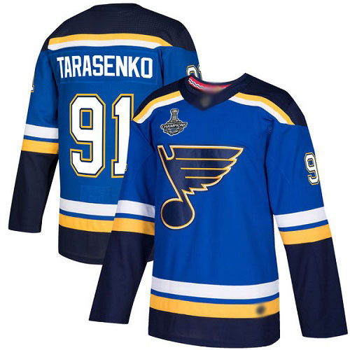 Blues #91 Vladimir Tarasenko Blue Home Authentic Stanley Cup Champions Stitched Youth Hockey Jersey