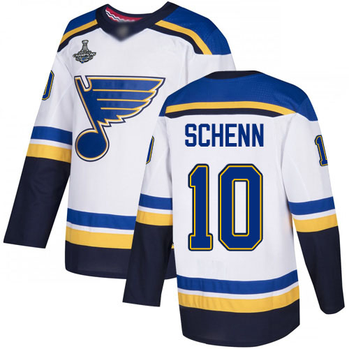 Blues #10 Brayden Schenn White Road Authentic Stanley Cup Champions Stitched Youth Hockey Jersey