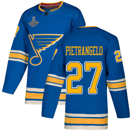 Blues #27 Alex Pietrangelo Blue Alternate Authentic Stanley Cup Final Bound Stitched Youth Hockey Jersey