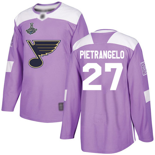Blues #27 Alex Pietrangelo Purple Authentic Fights Cancer Stanley Cup Champions Stitched Youth Hockey Jersey