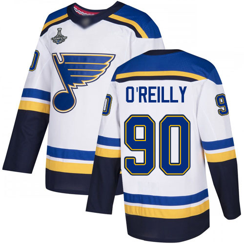 Blues #90 Ryan O'Reilly White Road Authentic Stanley Cup Final Bound Stitched Youth Hockey Jersey