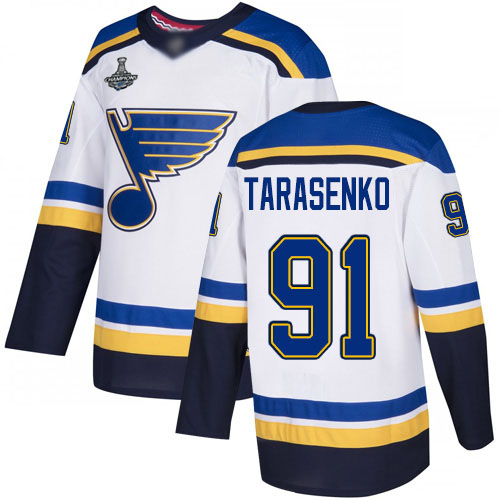 Blues #91 Vladimir Tarasenko White Road Authentic Stanley Cup Champions Stitched Youth Hockey Jersey